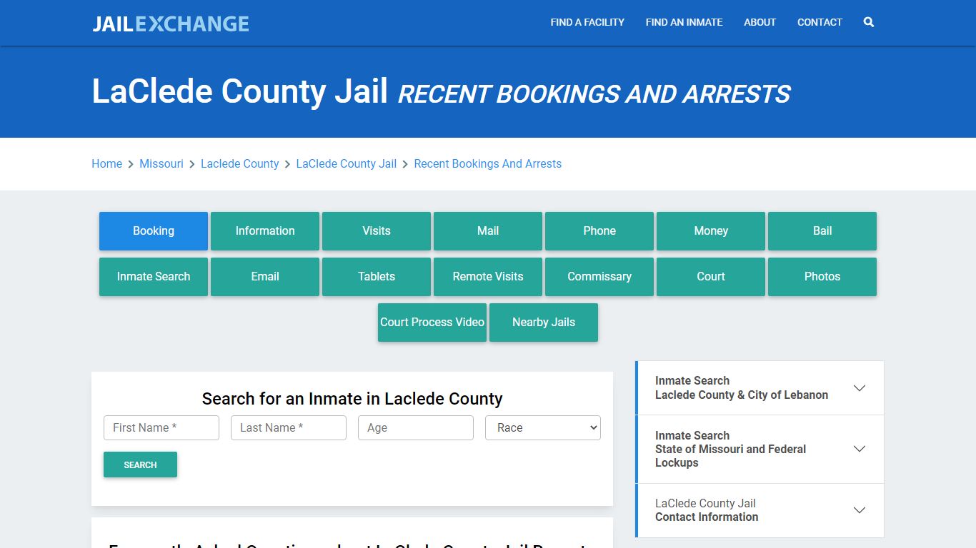 LaClede County Jail Recent Bookings And Arrests - Jail Exchange