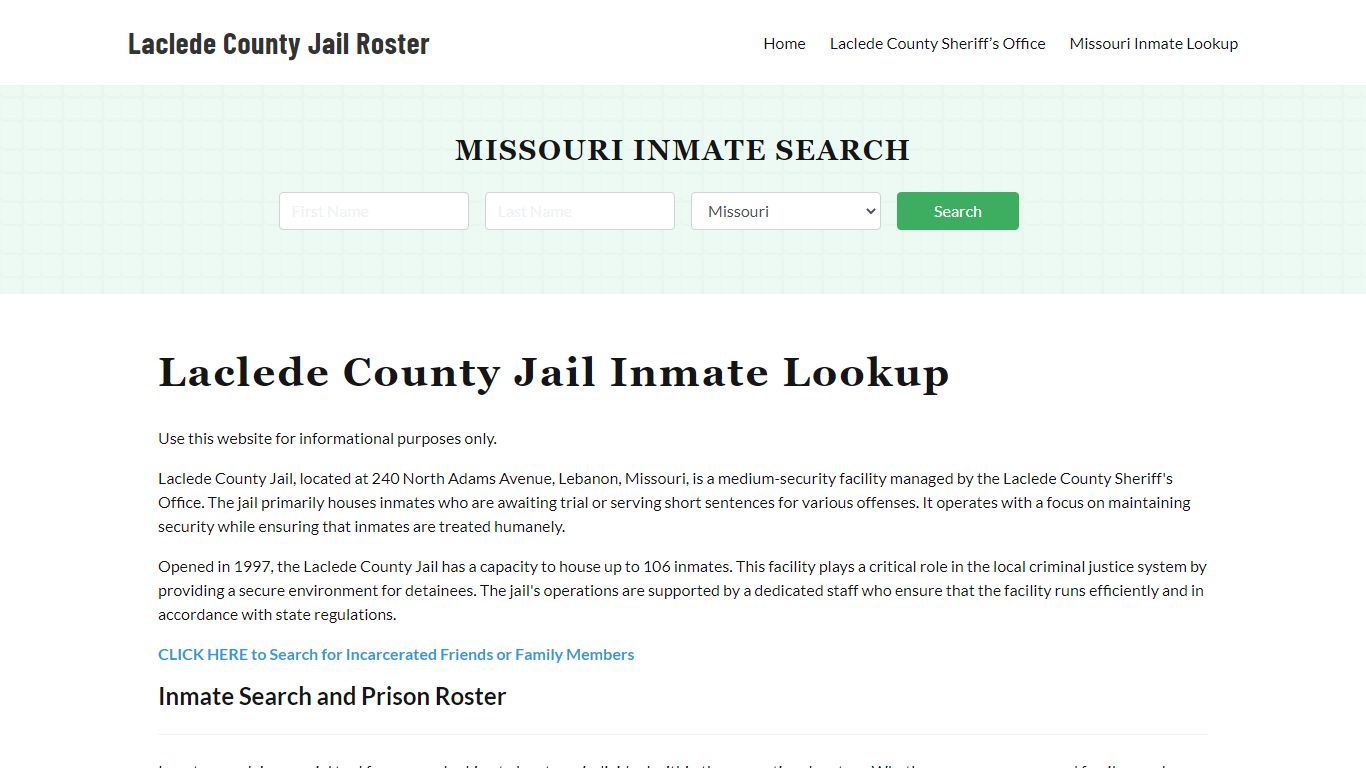 Laclede County Jail Roster Lookup, MO, Inmate Search