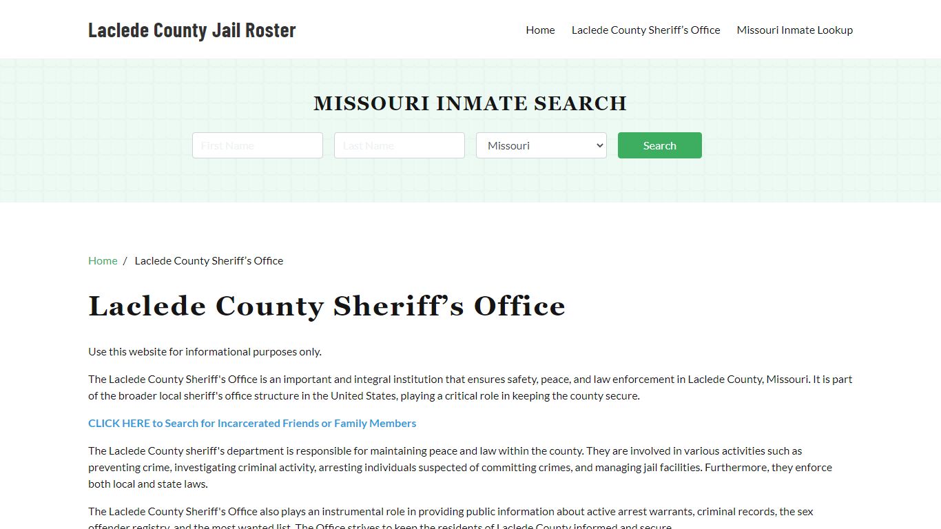 Laclede County Sheriff Office, MO, Arrest Warrants Search